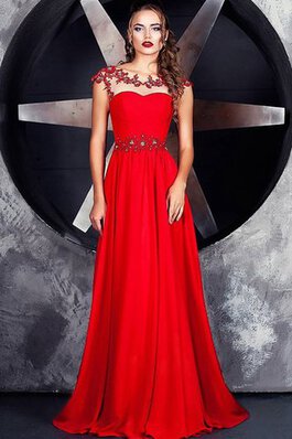 Robe de bal naturel trou serre avec manche courte appliques a-ligne