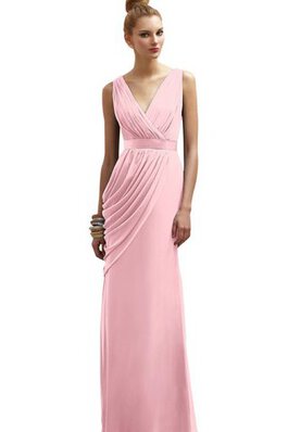 Robe demoiselle d'honneur luxueux de fourreau v encolure en chiffon manche nulle