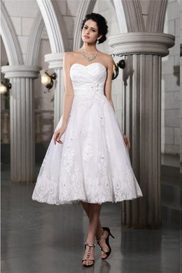 Robe de mariée ligne a de princesse manche nulle fermeutre eclair avec perle