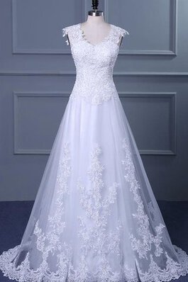 Abito da Sposa monospalla V-Scollo lusso in pizzo Cappellino Coda A Strascico Cappella