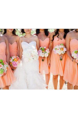 Normale Taille Ärmellos A-Linie Mini Brautjungfernkleid aus Chiffon