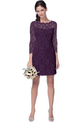Vestido de Dama de Honor de Corte Recto de Encaje Adorno de Manga de longitud 3/4