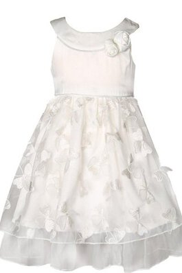 Robe de cortège enfant avec nœud avec manche épeules enveloppants appliques a-ligne