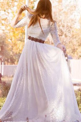 Robe de mariée classique a-ligne fermeutre eclair avec chiffon col en bateau