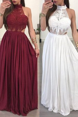 Chiffon Glamourös A Linie Ballkleid ohne Ärmeln mit Bordüre