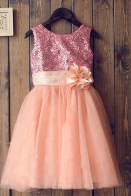 Robe de cortège enfant longue naturel textile en tulle de princesse avec zip