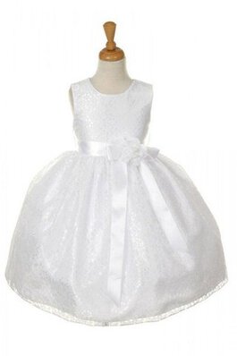 Robe de cortège enfant col u profond avec fleurs ligne a manche nulle