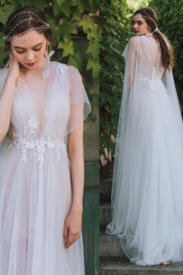 Abito da sposa v-scollo a-line vendita calda con fiore a terra moda