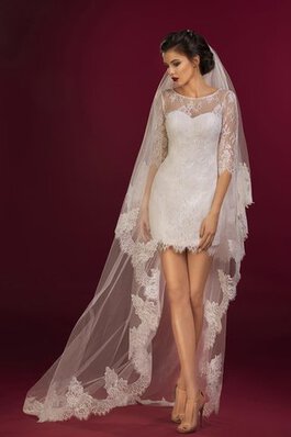 Abito da Sposa Cerniera decorato in pizzo con Mezze Maniche Corto Tubino