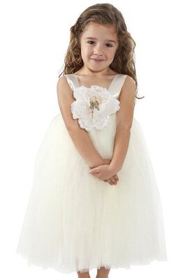 Robe de cortège enfant plissage manche nulle avec fleurs textile en tulle