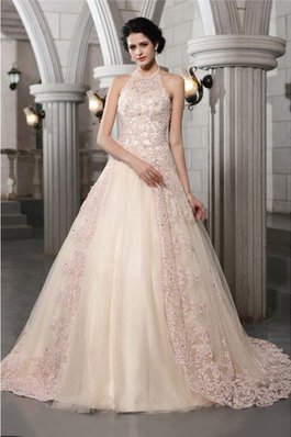 Abito da Sposa con Applique Principessa Allacciato Lupetto con Perline