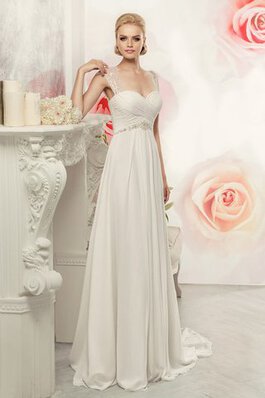 Robe de mariée manche nulle entrecroisé gaine avec chiffon