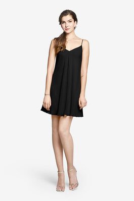Robe demoiselle d'honneur courte en chiffon bretelles spaghetti ruché