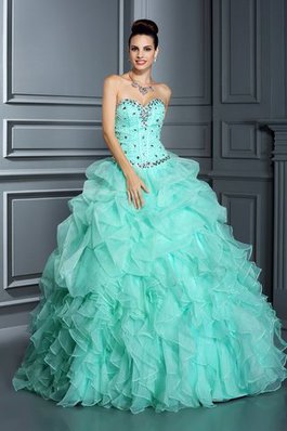 Robe de quinceanera longue de mode de bal en organza avec lacets avec sans manches