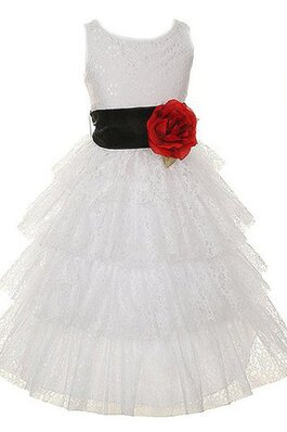 Robe de cortège enfant avec sans manches encolure ronde avec fleurs avec gradins