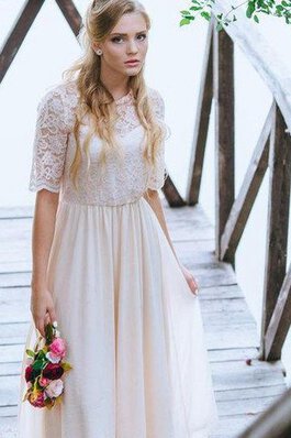 Reißverschluss Juwel Ausschnitt Strand Chiffon einfaches Brautjungfernkleid mit Bordüre