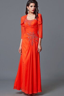 Robe de soirée de col carré avec perle ligne a avec décoration dentelle en chiffon