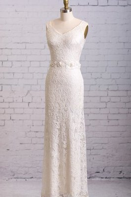 Robe de mariée à la mode manche nulle v encolure avec nœud à boucles sans dos