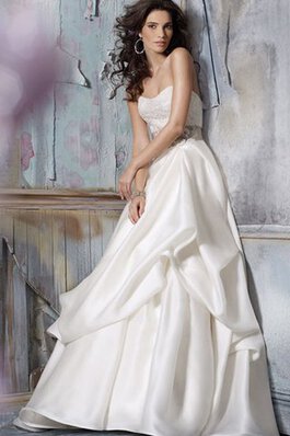 Robe de mariée charmeuse naturel en organza ceinture en étoffe sans dos