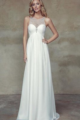 Robe de mariée simple ruché avec chiffon jusqu'au sol avec perle