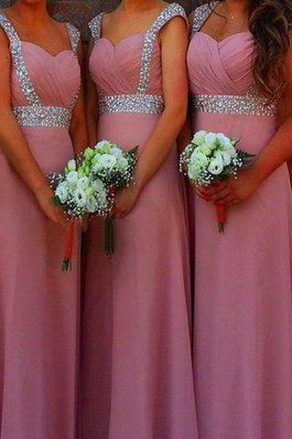 Ärmelloses Prinzessin Natürliche Taile Herz-Ausschnitt Bodenlanges Brautjungfernkleid