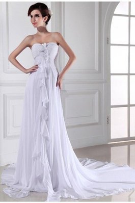 Robe de mariée longue cordon avec fleurs de traîne mi-longue avec chiffon