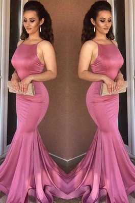 Vestido de Fiesta en Satén de Distintivo de Sin mangas de Tiras anchas