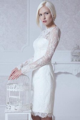 Robe de mariée modeste au niveau de genou avec manche longue appliques elevé