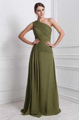 Robe de bal naturel d'épaule asymétrique avec zip avec sans manches en chiffon