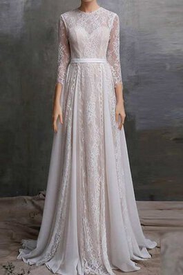 Robe de mariée plissage modeste de traîne courte a-ligne avec bouton