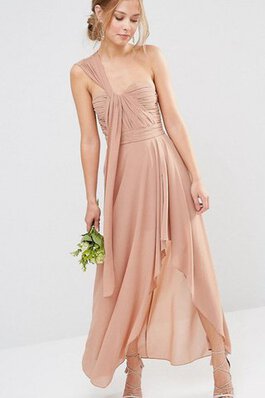 Robe demoiselle d'honneur haut bas manche nulle fermeutre eclair en chiffon a-ligne