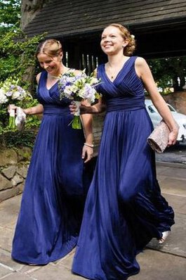 Robe demoiselle d'honneur naturel fermeutre eclair ruché manche nulle v encolure