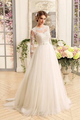 Elegante Vestido de Novia de Apliques de Joya de Lazos de Bordado