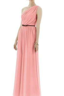 Robe demoiselle d'honneur a-ligne d'épaule asymétrique avec chiffon ruché