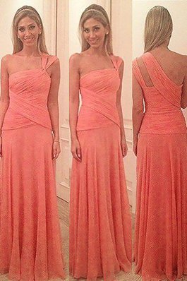 Ärmelloses Chiffon Enganliegendes Bodenlanges Brautjungfernkleid mit Einem Schulter