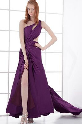 Robe de soirée plissé d'épaule asymétrique asymétrique avec sans manches