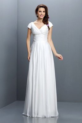 Robe demoiselle d'honneur plissé avec zip en chiffon de princesse a-ligne