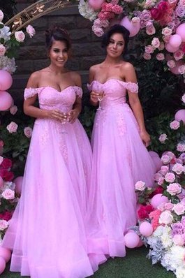 Prinzessin Normale Taille Ärmelloses Bodenlanges Brautjungfernkleid mit Applike
