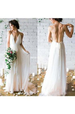 Robe de mariée romantique plissage a plage de traîne moyenne avec chiffon