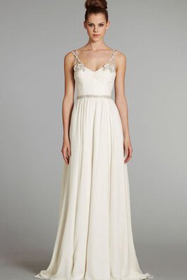 Abito da Sposa Senza Maniche Formale E Informale a riva con Perline Lungo Conotta
