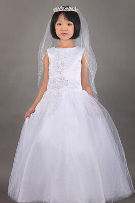 Robe de cortège enfant decoration en fleur textile en tulle manche nulle