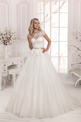 Robe de mariée discrete longueru au niveau de sol ligne a avec cristal avec lacets