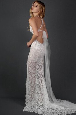 Robe de mariée festonné nature de fourreau de traîne courte avec sans manches