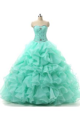 Abito Quinceanera in Raso con Applique con Increspature con Seghettato con Ricamo in Pizzo