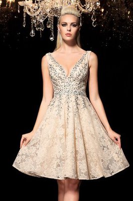 Robe de cocktail sexy naturel de princesse avec décoration dentelle ligne a