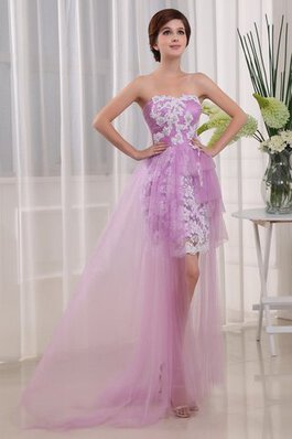 Robe de cocktail elégant de col en cœur ruché appliques textile en tulle