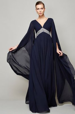 Robe de bal longue a-ligne avec perle longueur au ras du sol avec manche longue