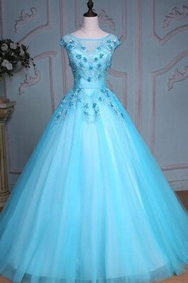 Tüll Paillette Perlenbesetztes Quinceanera Kleid mit Bordüre mit Rücken Schnürung