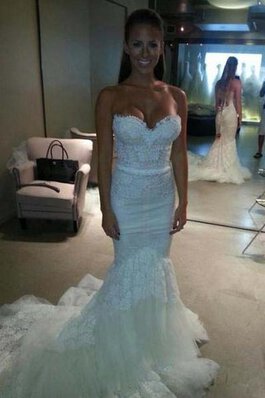 Vestido de Novia de Corte Sirena de Espalda Descubierta de Escote Corazón de Apliques