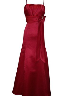 Robe demoiselle d'honneur avec nœud avec zip en satin avec cristal bandouliere spaghetti